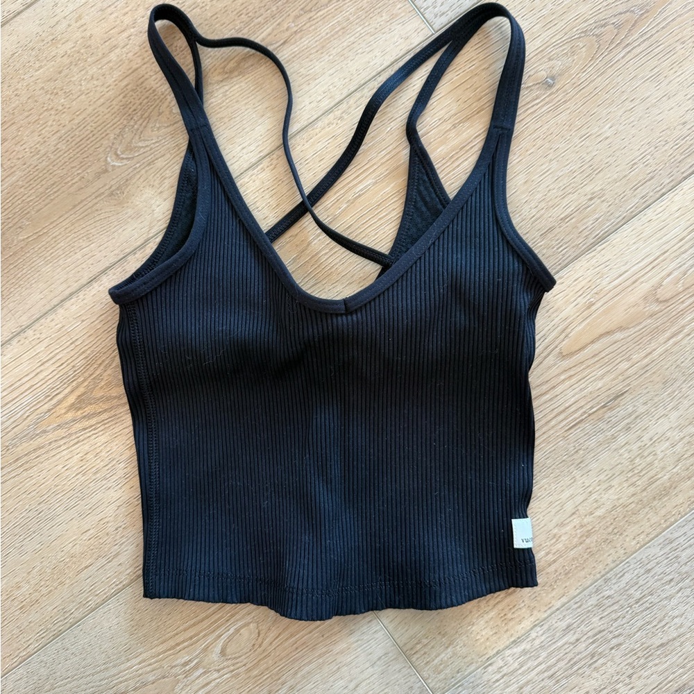 Vuori Black Ribbed Tank Top